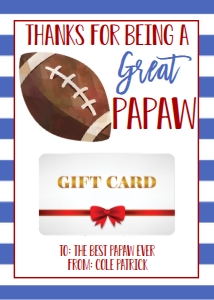 Gift Card Father's Day Football Papaw: Gift Card Father's Day Football Daddy