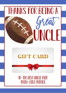 Gift Card Father's Day Football Uncle: Gift Card Father's Day Football Daddy