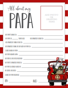 Father's Day Fireman About My Papa: Father's Day Fireman About My Daddy