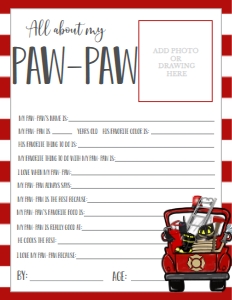 Father's Day Fireman About My Paw-Paw: Father's Day Fireman About My Daddy