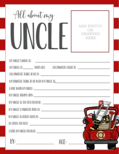 Father's Day Fireman About My Uncle: Father's Day Fireman About My Daddy