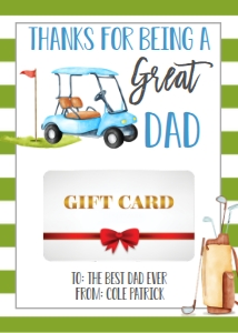 Gift Card Father's Day Golf Dad: Gift Card Father's Day Golf Daddy