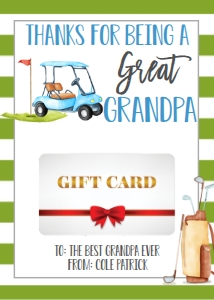 Gift Card Father's Day Golf Grandpa: Gift Card Father's Day Golf Daddy