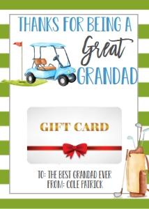 Gift Card Father's Day Golf Grandad: Gift Card Father's Day Golf Daddy