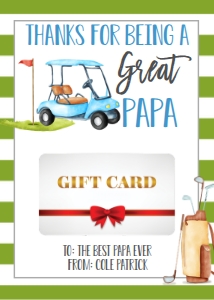Gift Card Father's Day Golf Papa: Gift Card Father's Day Golf Daddy