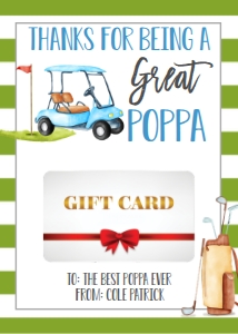 Gift Card Father's Day Golf Poppa: Gift Card Father's Day Golf Daddy