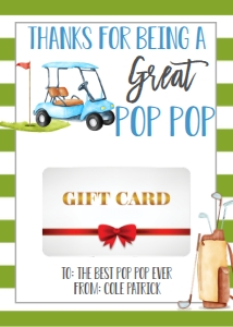 Gift Card Father's Day Golf Pop Pop: Gift Card Father's Day Golf Daddy