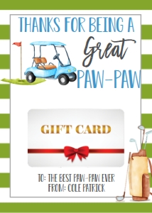 Gift Card Father's Day Golf Paw-Paw: Gift Card Father's Day Golf Daddy