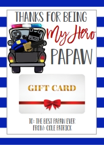 Gift Card Father's Day Policeman Papaw: Gift Card Father's Day Policeman Daddy