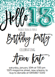 Birthday Foil Balloon Aqua Hello 13: Birthday Foil Balloon Aqua Hello 13