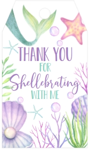 Birthday Mermaid Shellebrate Favor Tag: Birthday Mermaid Shellebrate Invite