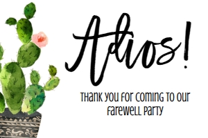 Adios Farewell Cactus Postcard: Adios Farewell Catus Party Invite