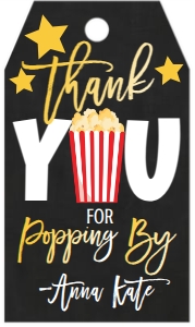 Birthday Movie Chalkboard Red Favor Tag: Birthday Movie Chalkboard Red