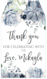 Baby Shower Blue Succulent Favor Tag: Baby Shower Blue Succulent Invitation 613328897