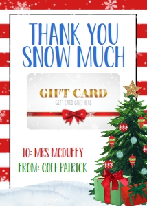 School Christmas Thank You Snow Much Gift Card: School Christmas Thank You Snow Much Gift Card