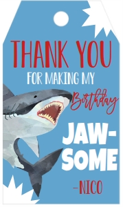 Birthday Shark Pool Party Favor Tag NIS: Birthday Shark Pool Party