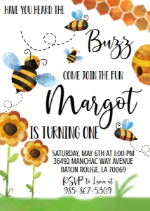 Birthday Bee Buzz Invite: Birthday Bee Buzz Invite