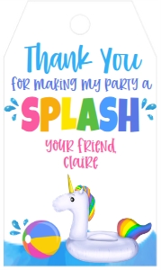 Birthday Unicorn Pool Party Favor Tag: Birthday Unicorn Pool Party