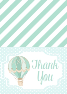 Baby Shower Hot Air Balloons Mint Aqua Thank You NIS: Baby Shower Hot Air Balloons Mint Aqua