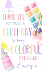 Birthday Art Party Pastel Favor Tag: Birthday Art Party Pastel