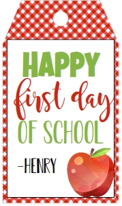 Back to School Tag First Day Apple Gingham design preview