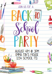 Back to School Party Invite Paper Supplies: Back to School Party Invite Paper Supplies
