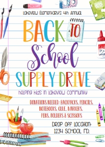Back to School Supply Drive Invite: Back to School Supply Drive Invite