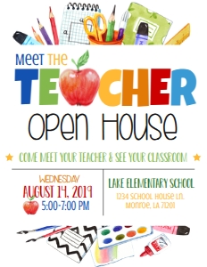 Back to School Open House Meet the Teacher Flyer 8.5x11: Back to School Open House Meet the Teacher Flyer 8.5x11