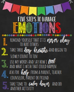 School Classroom Sign Five Steps Emotions design preview