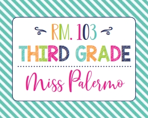 School Classroom Sign Aqua Stripe design preview