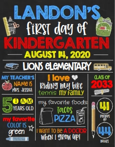 School First Day Colorful Chalkboard 11x14*: School First Day Colorful Chalkboard 8x10