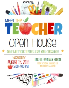 Back to School Open House Meet the Teacher Flyer 11x14: Back to School Open House Meet the Teacher Flyer 8.5x11