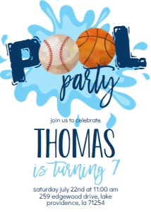 Birthday Baseball Basketball Pool Party: Birthday Baseball Basketball Pool Party