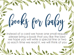 Baby Shower Greenery Blue Pumpkin Book Card: Baby Shower Pumpkin Blue Greenery Frame