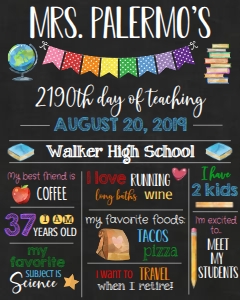 School First Day Chalkboard Teacher edition 16x20: School First Day Chalkboard Teacher edition 16x20