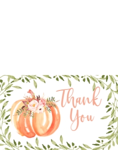 Pink Pumpkin Greenery Thank You: Baby Shower Peach Pumpkin Greenery