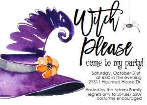 Halloween Witch Please Hat Invite: Halloween Witch Please Hat Invite