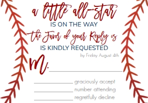 Baby Shower Baseball All Star RSVP: Baby Shower Baseball Invite All Star