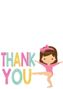 Birthday Gymnastics Brunette Thank You: Birthday Gymnastics Brunette