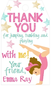 Birthday Gymnastics Blonde Favor Tag: Birthday Gymnastics Blonde