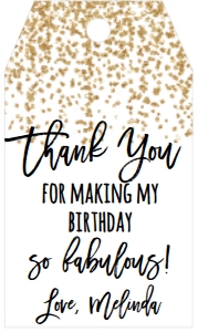 Birthday Foil Balloon Gold Favor Tag: Birthday Foil Balloon Gold 40 AF