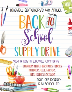 Back to School Supply Drive Flyer 11x14: Back to School Supply Drive Invite
