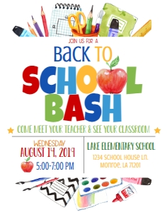Back to School Bash Flyer 11x14: Back to School Bash Flyer 8.5x11