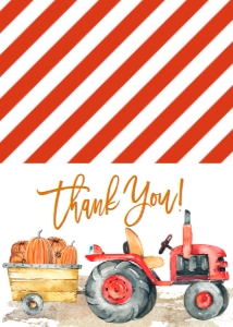 Thank You Red Tractor: Fall Red Tractor Pumpkin Birthday