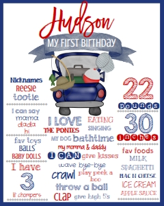 Birthday Fishing Truck Big One Milestone Board design preview