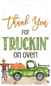 Birthday Pumpkin Truck Sage Green Favor Tag: Birthday Pumpkin Truck Sage Green Invite