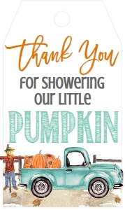 BS Aqua Truck Favor Tag: Baby Shower Mint Truck Pumpkin