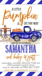 BS Blue Truck Text Invitation: BS Blue Truck Pumpkin