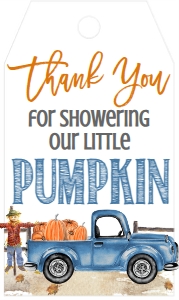 BS Light Blue Truck Favor Tag: Baby Shower Light Blue Truck Pumpkin