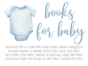 Baby Shower Onesie Blue Book Card: Baby Shower Baby Boy Onesie Version B Border